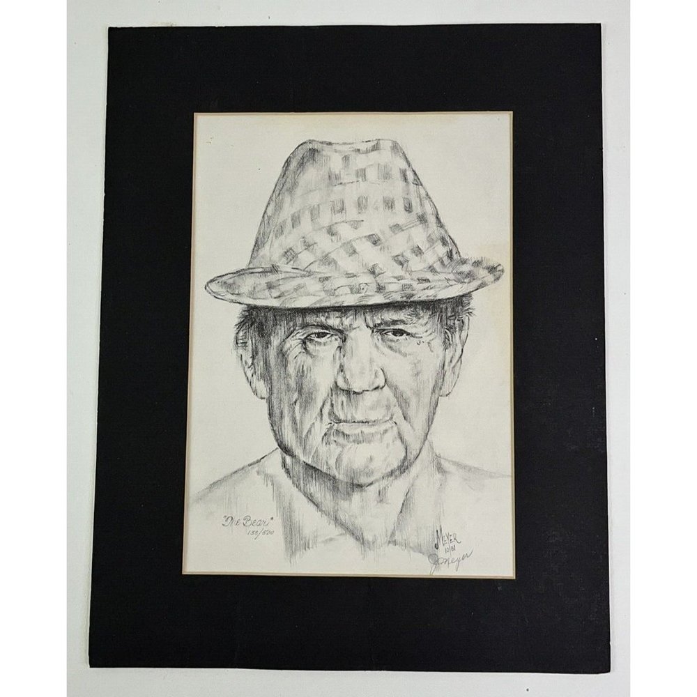 Bear Bryant Alabama Coach Crimson Tide Drawing Numbered 133 of 500 Meyer Oct 81